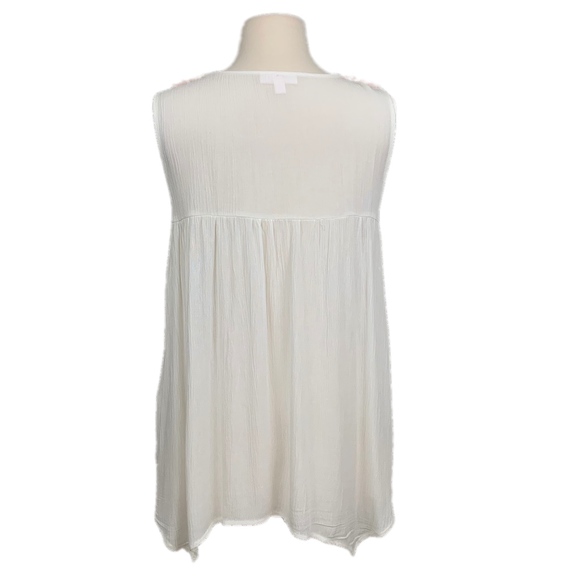 LC LAUREN CONRAD Tank Top Blouse Sleeveless Crochet Bohol Off-White Large - Picture 4 of 7